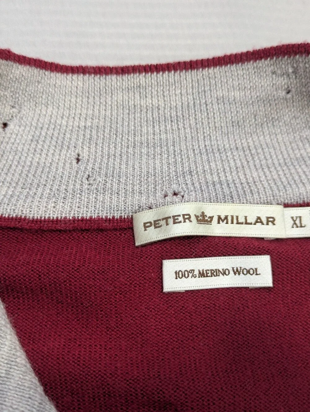 Peter Millar Virginia Tech Hokies Mens XL 1/4 Zip Merino Wool Sweater
